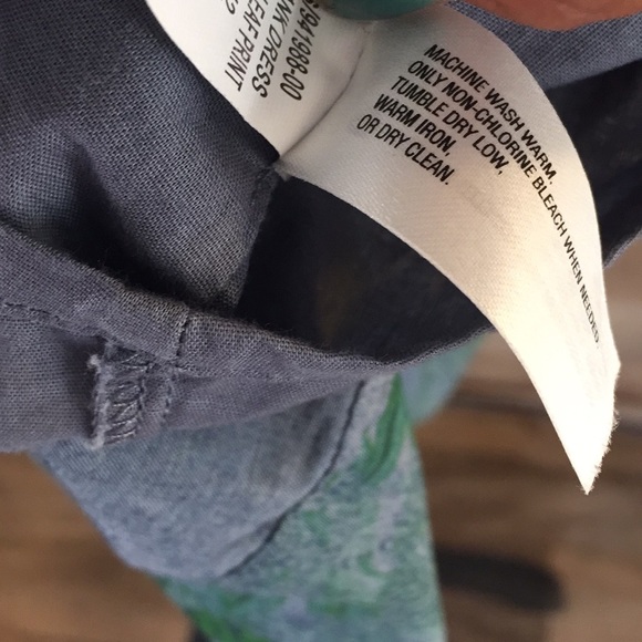 Gap Tropical Leaf Chambray & Green Pleated Dress - Picture 5 of 6